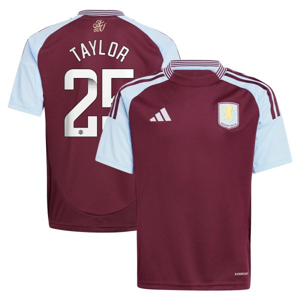 aston villa wsl adidas home shirt 2024-25 – kids with taylor 25 printing Collection - Aston Villa Official Store