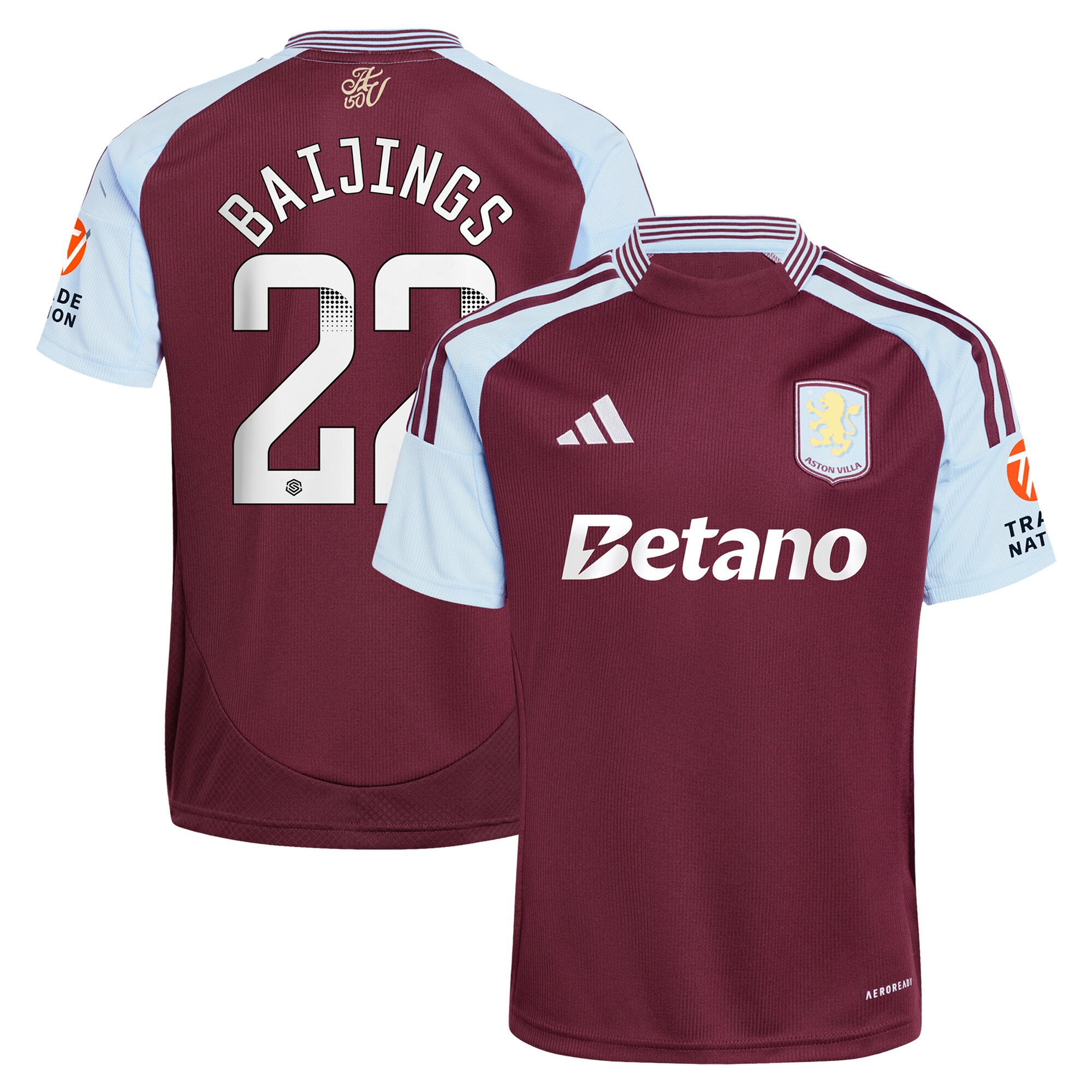 aston villa wsl adidas home shirt 2024-25 with baijings 22 printing Collection - Aston Villa Official Store