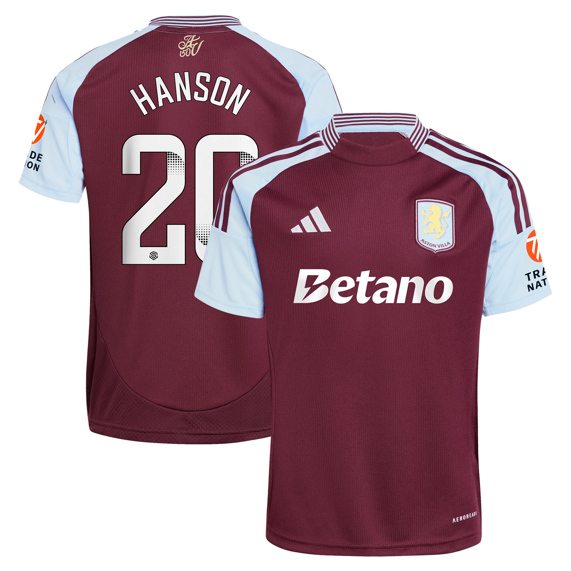 aston villa wsl adidas home shirt 2024-25 with hanson 20 printing Collection - Aston Villa Official Store
