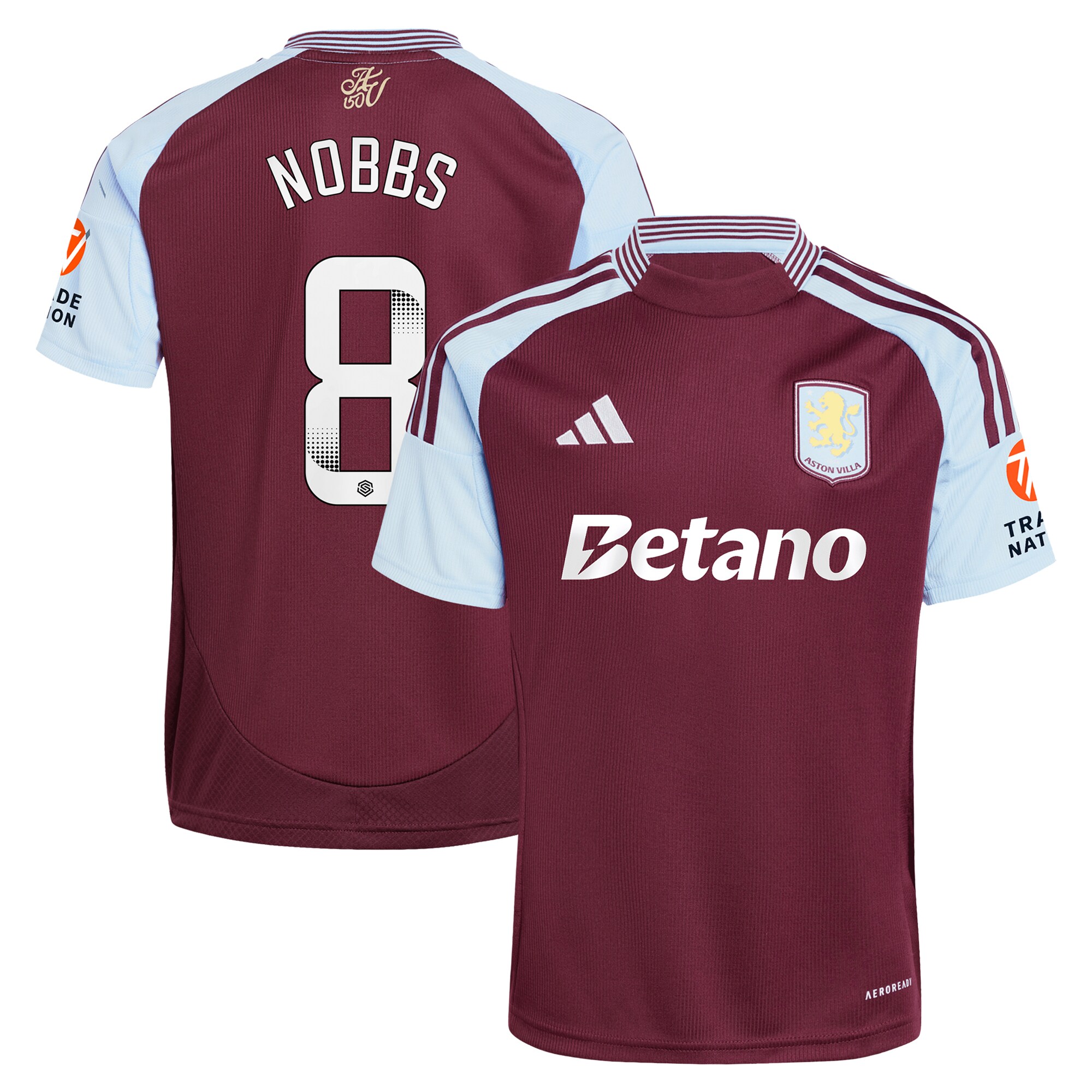 aston villa wsl adidas home shirt 2024-25 with nobbs 8 printing Collection - Aston Villa Official Store