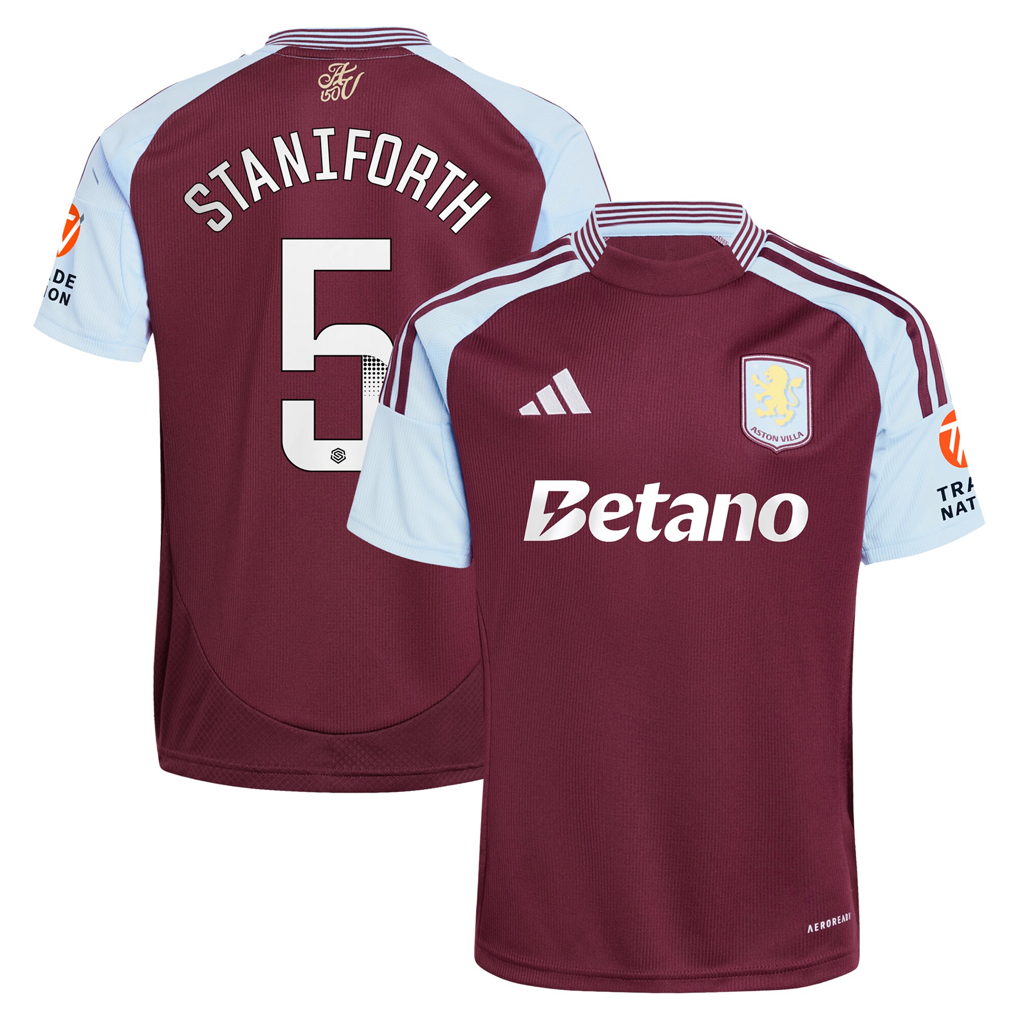 aston villa wsl adidas home shirt 2024-25 with staniforth 5 printing Collection - Aston Villa Official Store