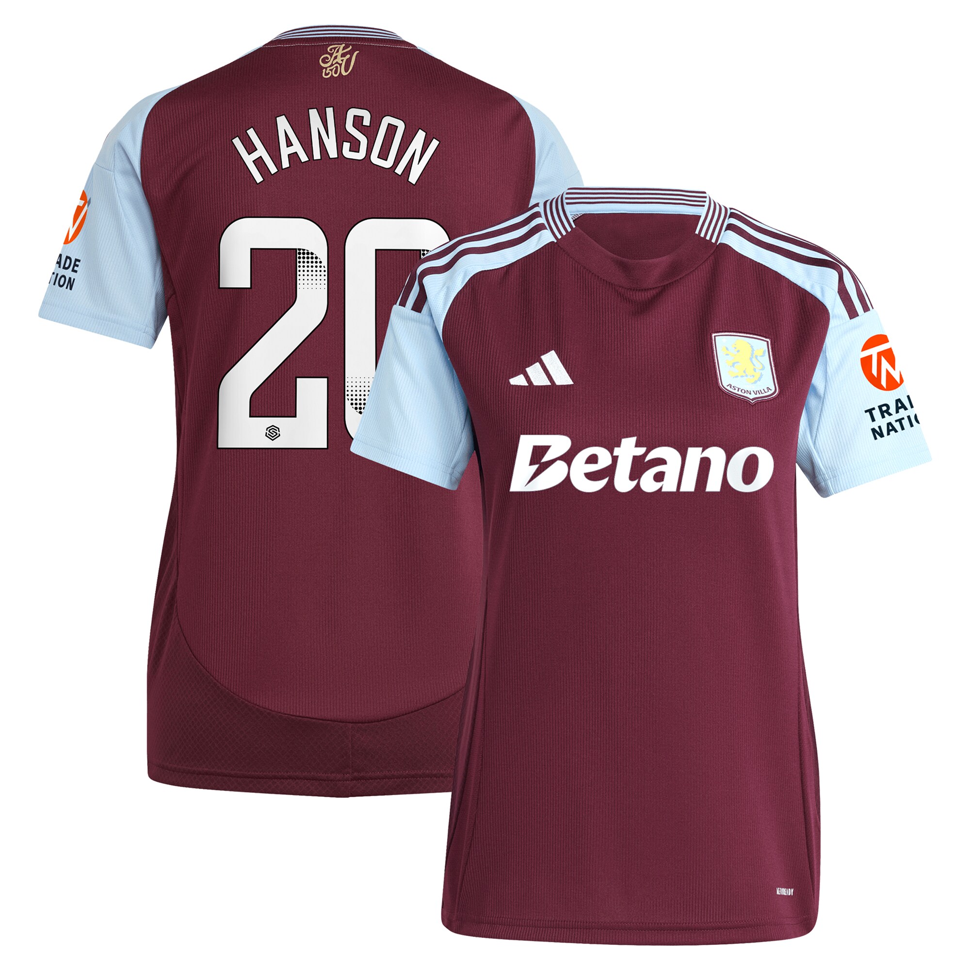 aston villa wsl adidas home shirt 2024-25 – womens with hanson 20 printing Collection - Aston Villa Official Store