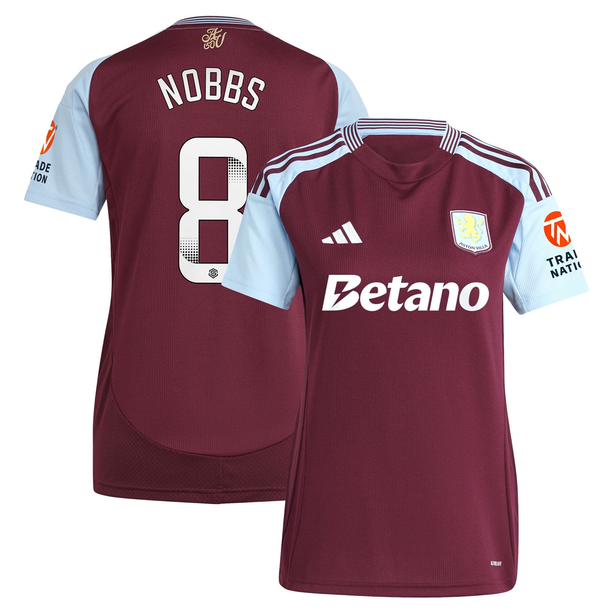 aston villa wsl adidas home shirt 2024-25 – womens with nobbs 8 printing Collection - Aston Villa Official Store