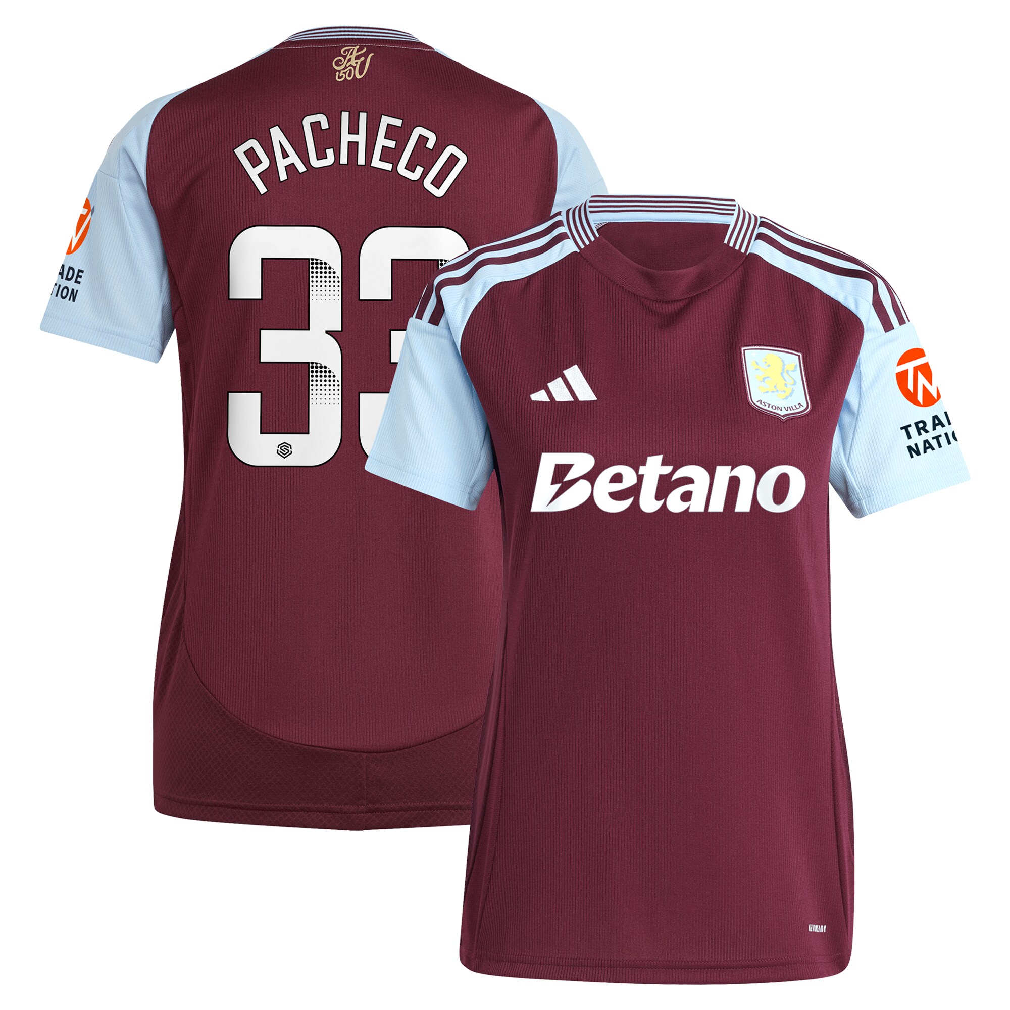 aston villa wsl adidas home shirt 2024-25 – womens with pacheco 33 printing Collection - Aston Villa Official Store