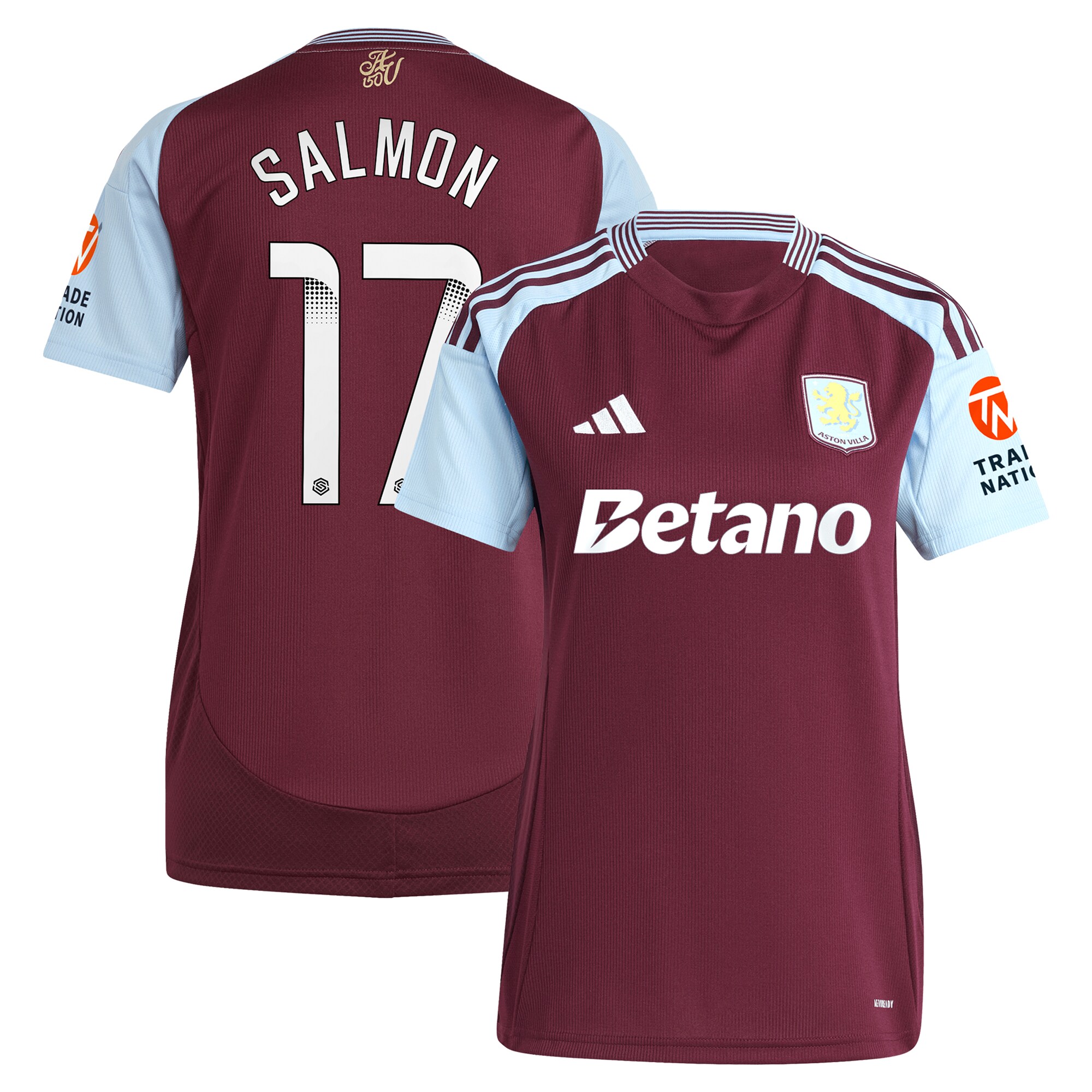 aston villa wsl adidas home shirt 2024-25 – womens with salmon 17 printing Collection - Aston Villa Official Store